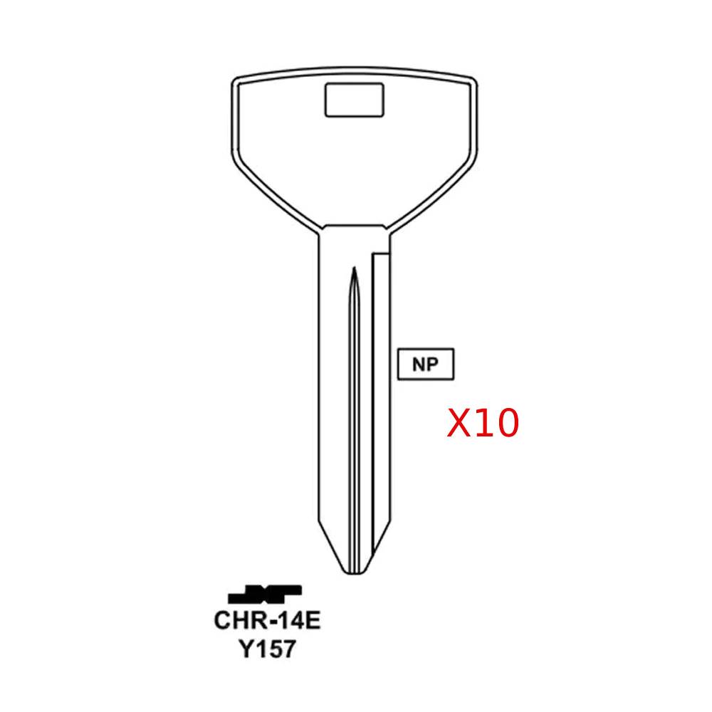 Chrysler Jeep Dodge Mitsubishi Key Blank - Y157 / CHR-14E (Packs of 10)