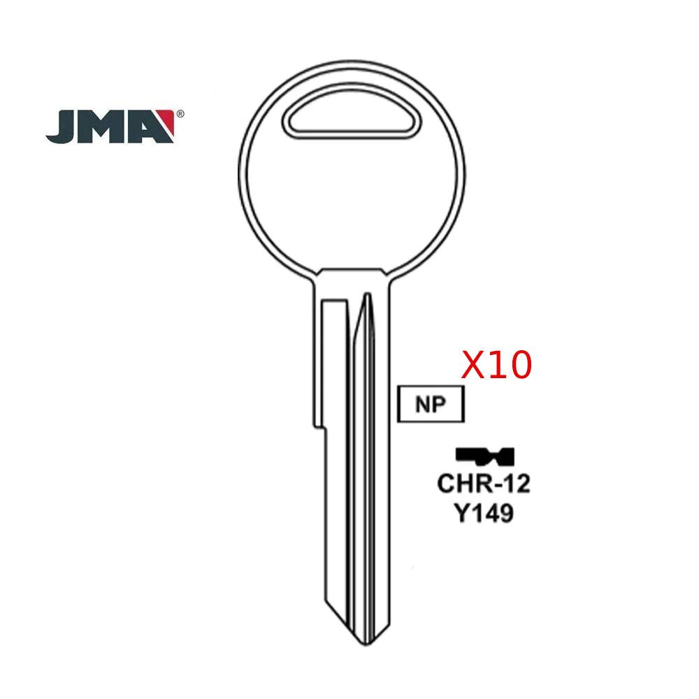 Chrysler Dodge Jeep Key Blank - Y149 / CHR-12E (Packs of 10)