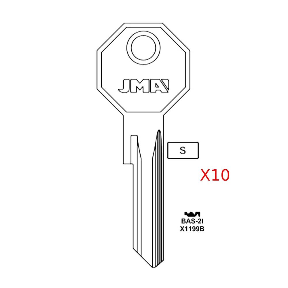 Chrysler Dodge Key Blank - X1199B / BAS-2I (Packs of 10)