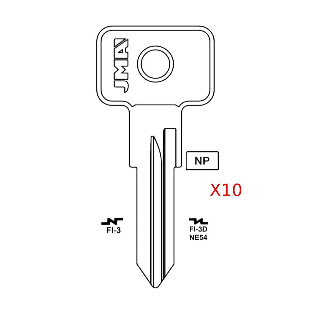 Fiat Ducati Porsche Key Blank - NE54 / FI-3D  (Packs of 10)