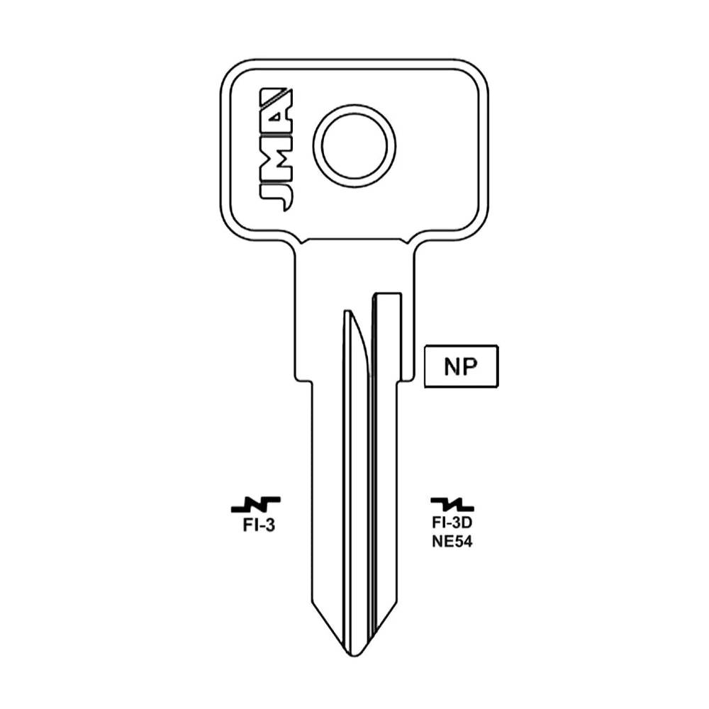 Fiat Ducati Porsche Key Blank - NE54 / FI-3D