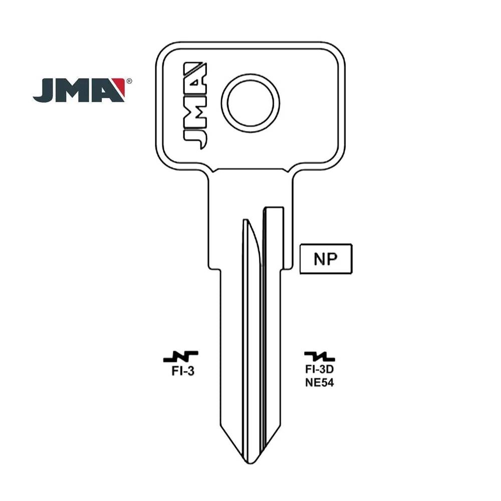 Fiat Ducati Porsche Key Blank - NE54 / FI-3D