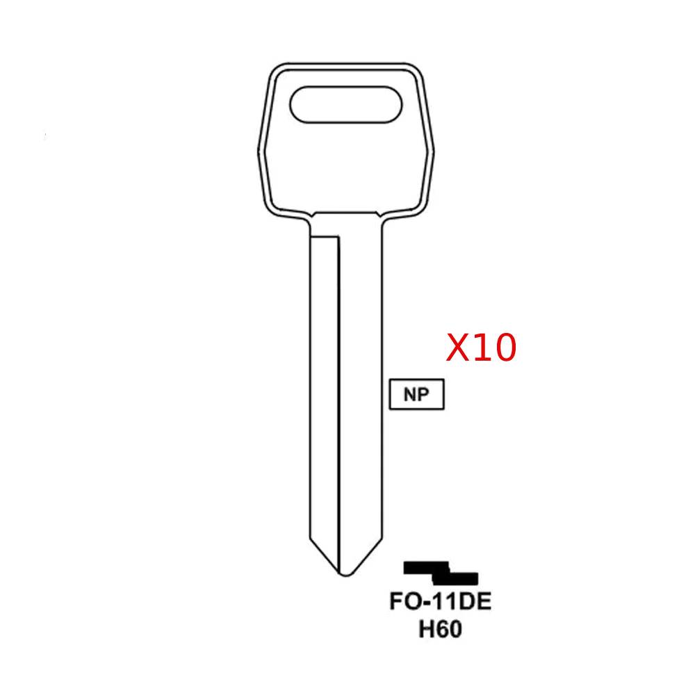 Ford Lincoln Mercury Key Blank - H60 / FO-11DE (Packs of 10)