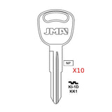 Hyundai Kia Key Blank - KK1 / KI-1D (Packs of 10)