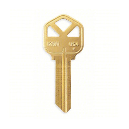 Brass Finish Key Blank - KWI-1KE / KW1 BR (Packs of 250)