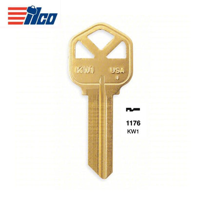 Brass Finish Key Blank - KWI-1KE / KW1 BR (Packs of 250)