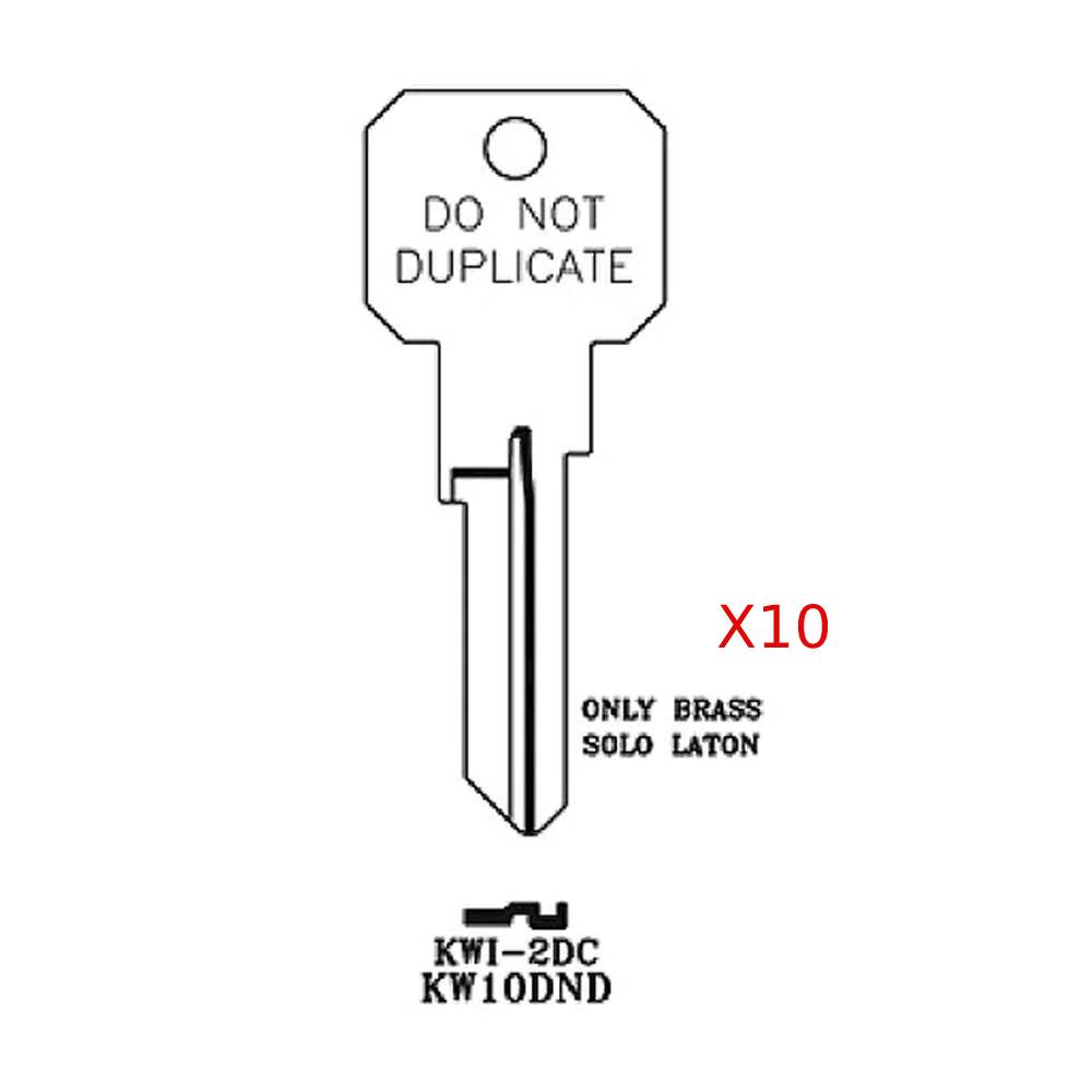 JMA KWI-2DC KW1 Keys - Brass Finish Kwikset Key Blanks - Do Not Duplicate (Pack of 10)