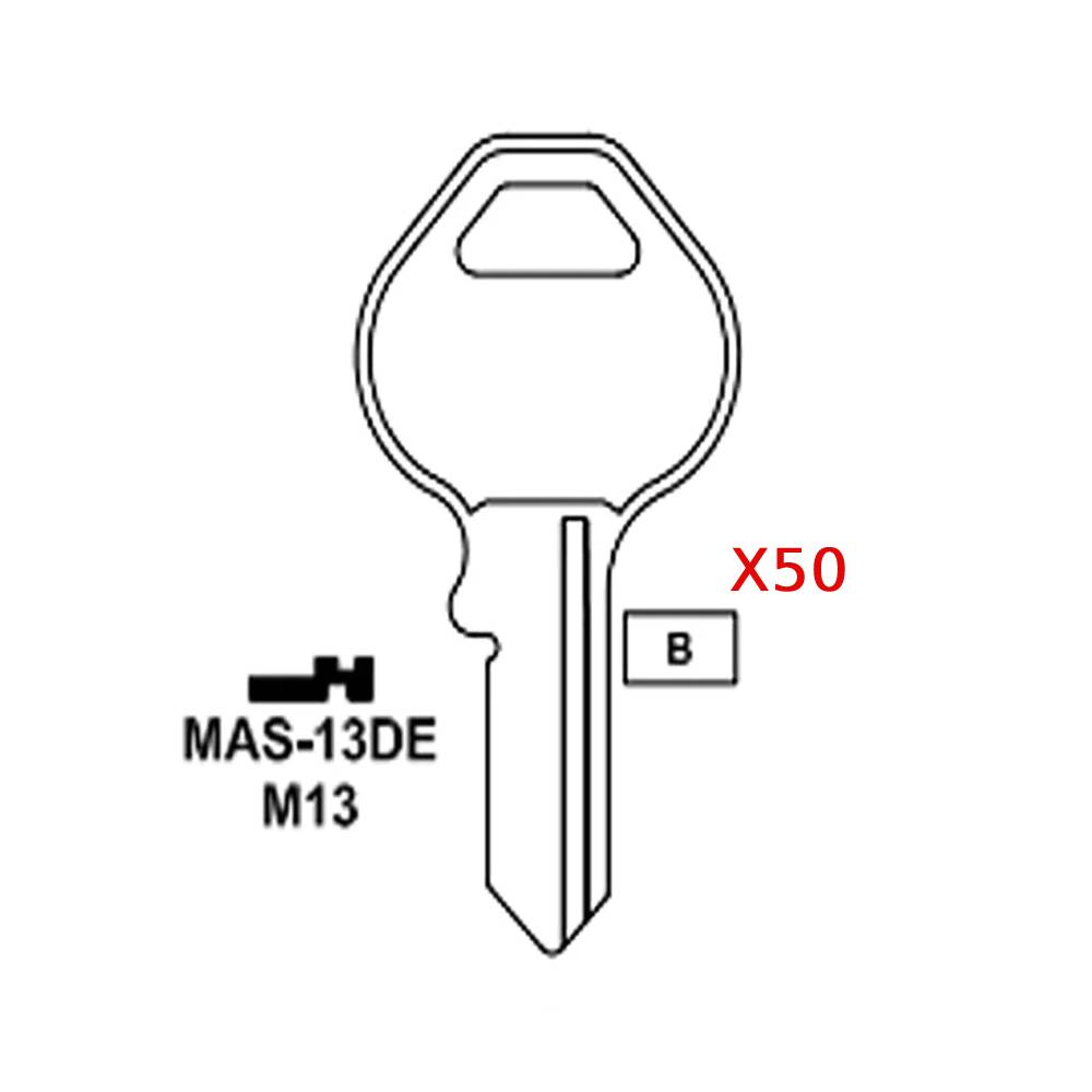 1092DS Master 4-Pin Padlock Key Blank - Brass Finish - M13 BR / MAS-13DE (Packs of 50)