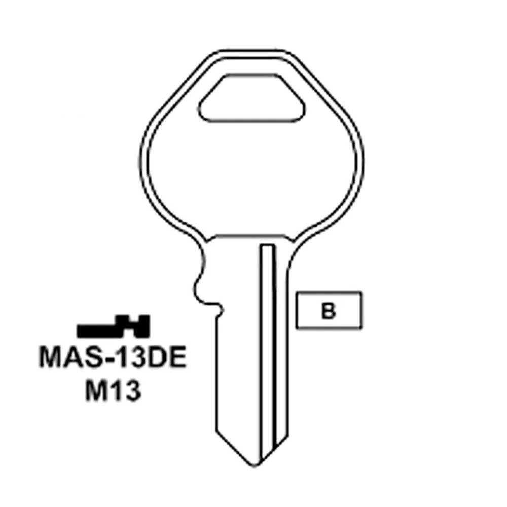 1092DS Master 4-Pin Padlock Key Blank - Brass Finish - M13 BR / MAS-13DE