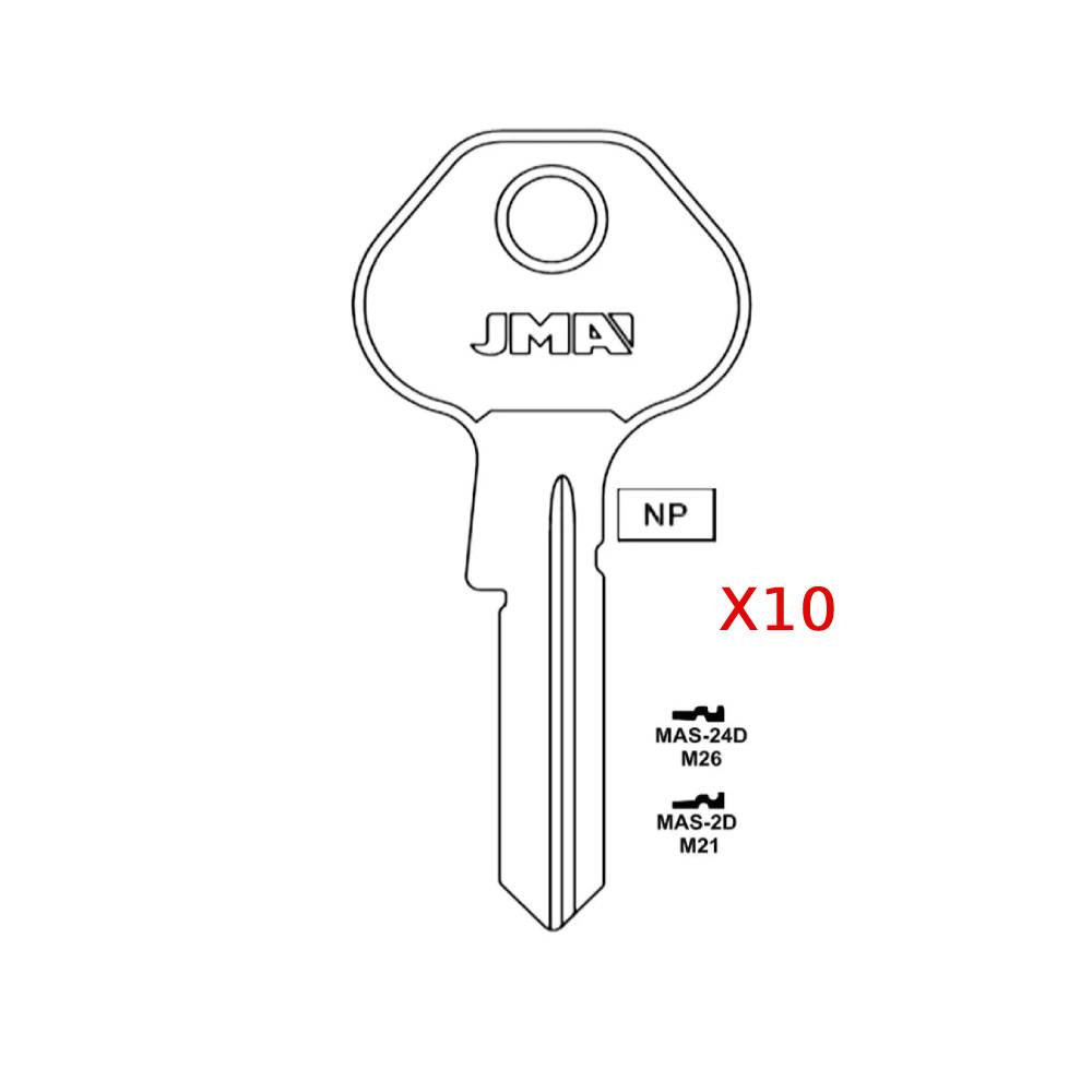 1092-7000 6-PIN Master Padlock Key Blank - M21 / MAS-2D (Packs of 10)