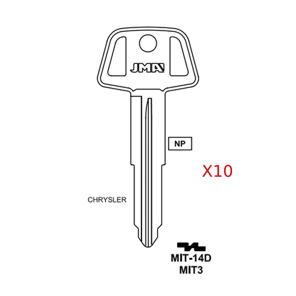 Mitsubishi Key Blank - MIT3 / MIT-14D (Packs of 10)