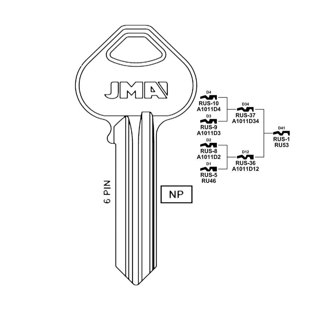 6D1R Russwin Proline Commercial & Residencial Key Blank - RU46 / RUS-5