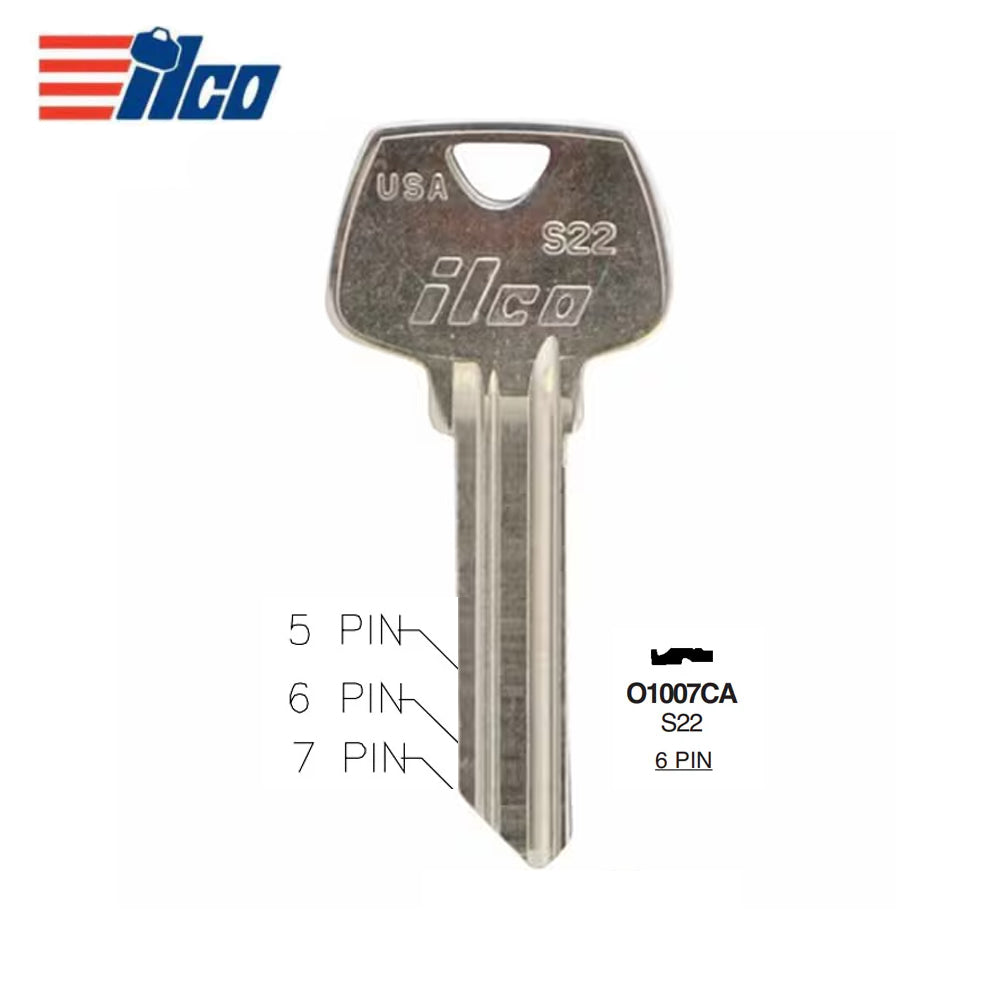 01007LA Sargent Commercial & Residencial Key Blank - SAR-7 / S22  (Packs of 10)