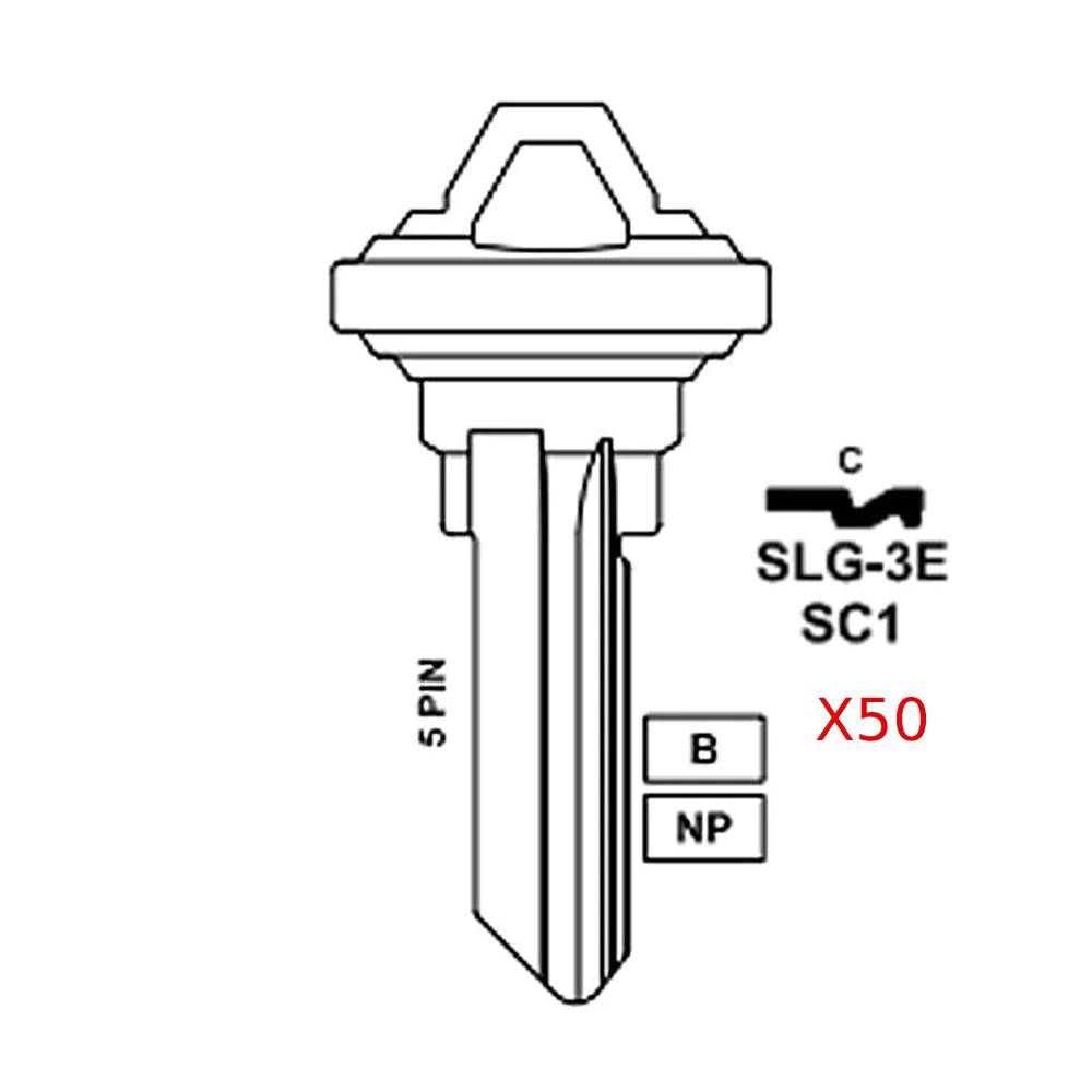 1145 5-Pin Schlage Key Blank - Brass - SC1 BR / SLG-3E-BR (Packs of 50)