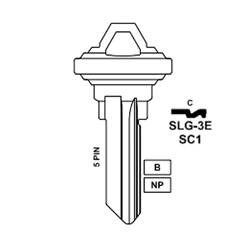 1145 5-Pin Schlage Key Blank - Brass - SC1 BR / SLG-3E-BR