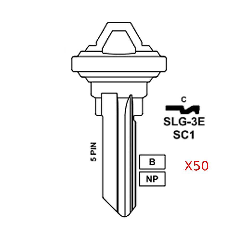 JMA for 1145 5-Pin Schlage Keys - Nickel / SC1 NP- 50 Pack