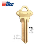 A1145E 6-Pin Schlage Key Blank - Nickel Plated - SLG-4E-NP  / SC4 NP