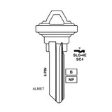 A1145E 6-Pin Schlage Key Blank - Brass - SC4 BR / SLG-4E-BR