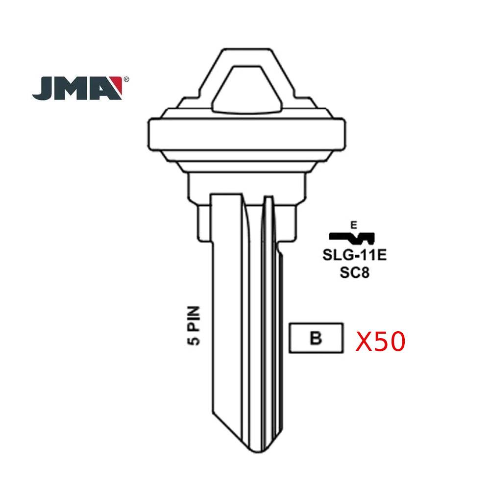 JMA for A1145E 5-Pin Schlage Keys - Brass  / SC8 BR - 50 Pack