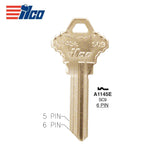 A1145E 6-Pin Schlage Key Blank - Brass - SLG-5E / SC9 BR