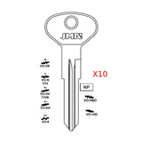 VW Audi Porsche Key Blank - X9 / VO-HV (Packs of 10)