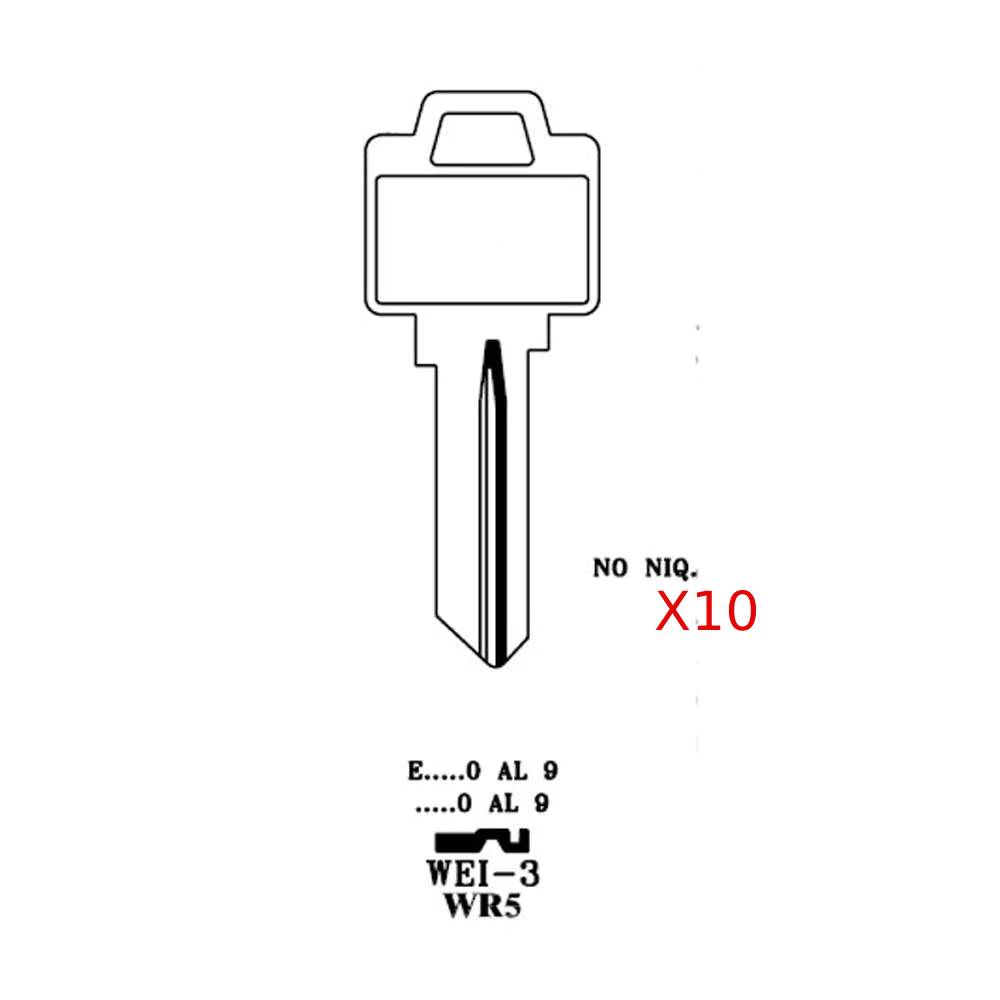 JMA WEI-3E-BR / WR5 / N1054WB 5-Pin Weiser Key Brass Finish (Pack of 10)