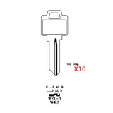 JMA WEI-3E-BR / WR5 / N1054WB 5-Pin Weiser Key Brass Finish (Pack of 10)