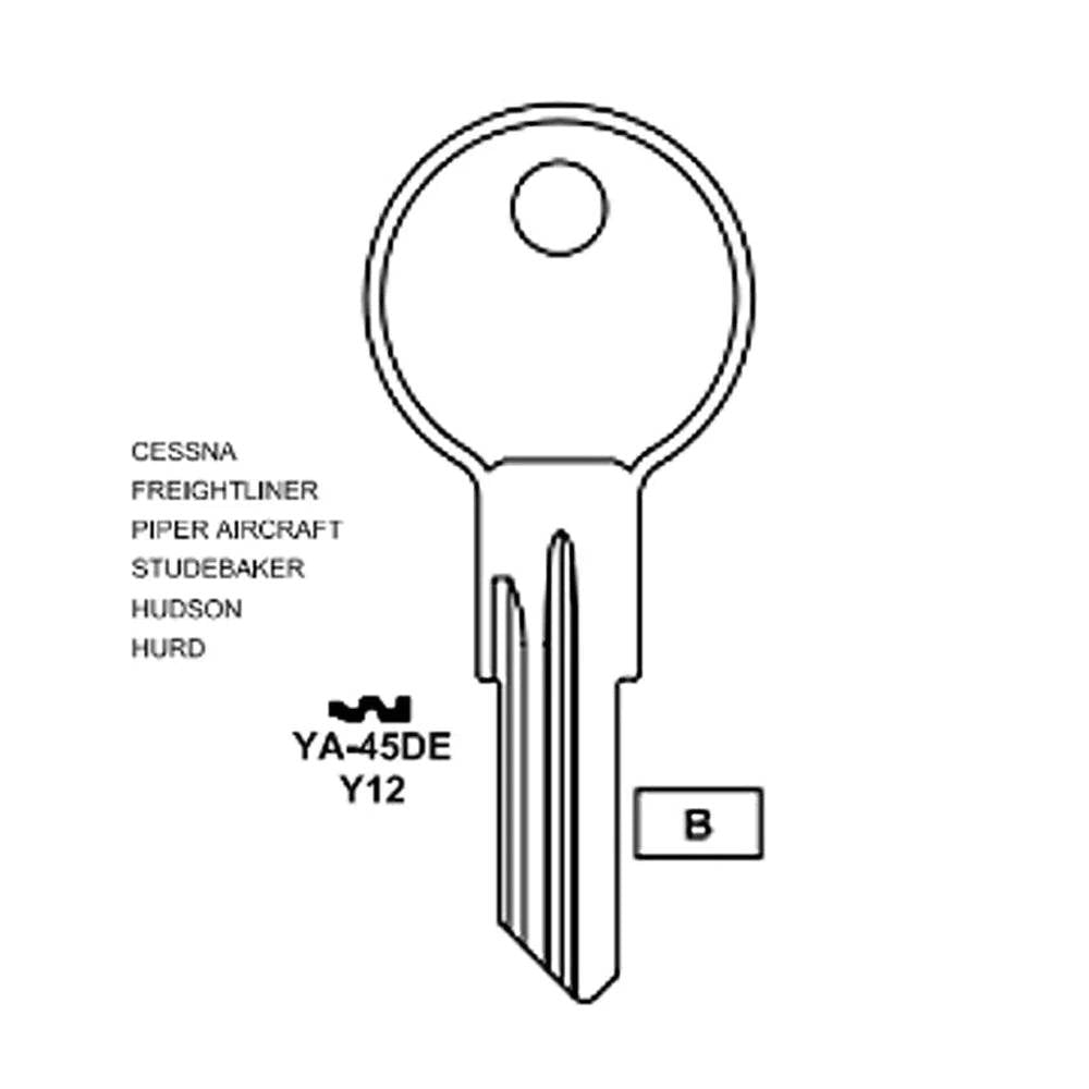 9278 Yale 5-Wafer Cabinet Key Bkank  - Brass Finish - Y12 BR / YA-45DE