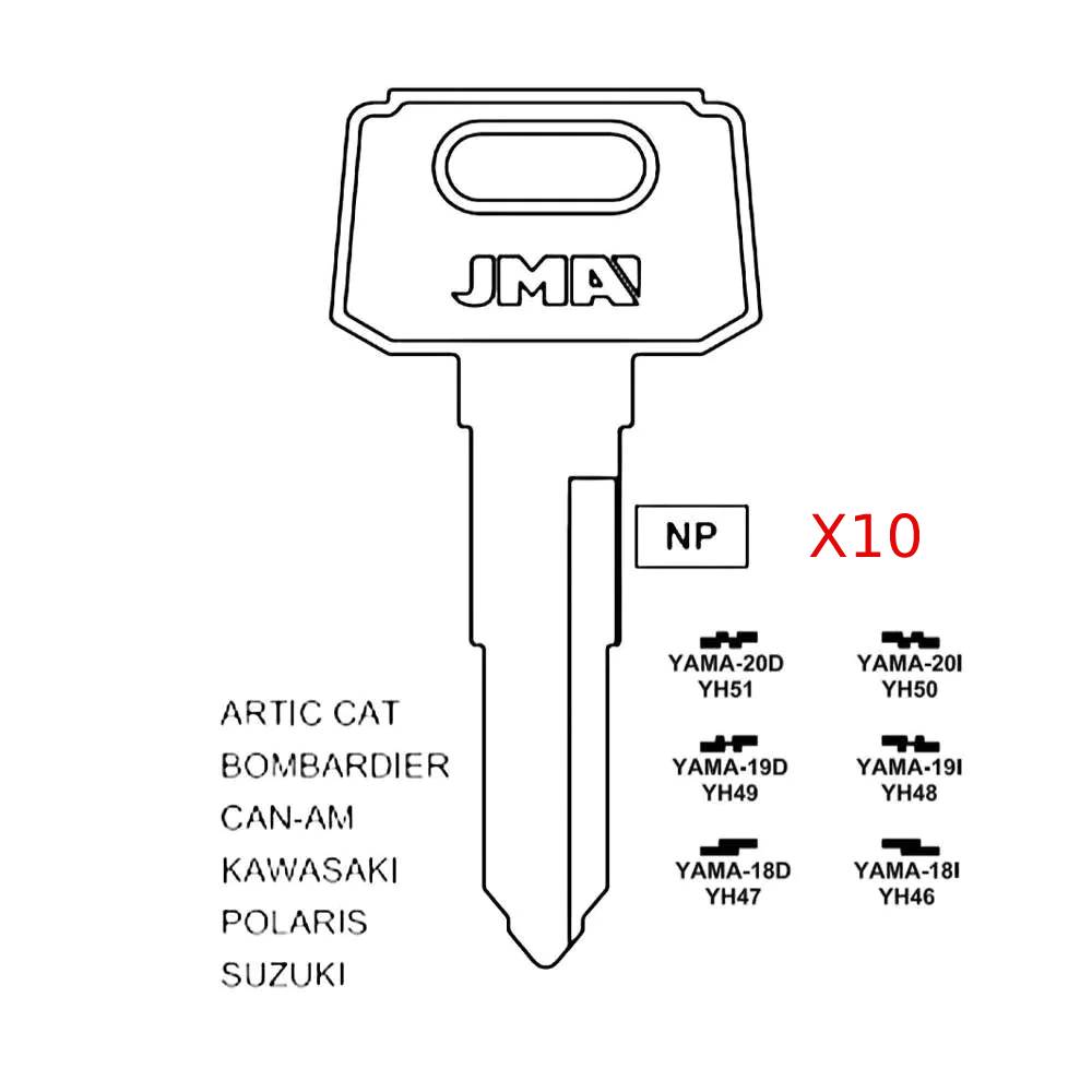 JMA YAMA-19I / YH48 / X117 Yamaha Motorcycle Key Blank (Pack of 10)