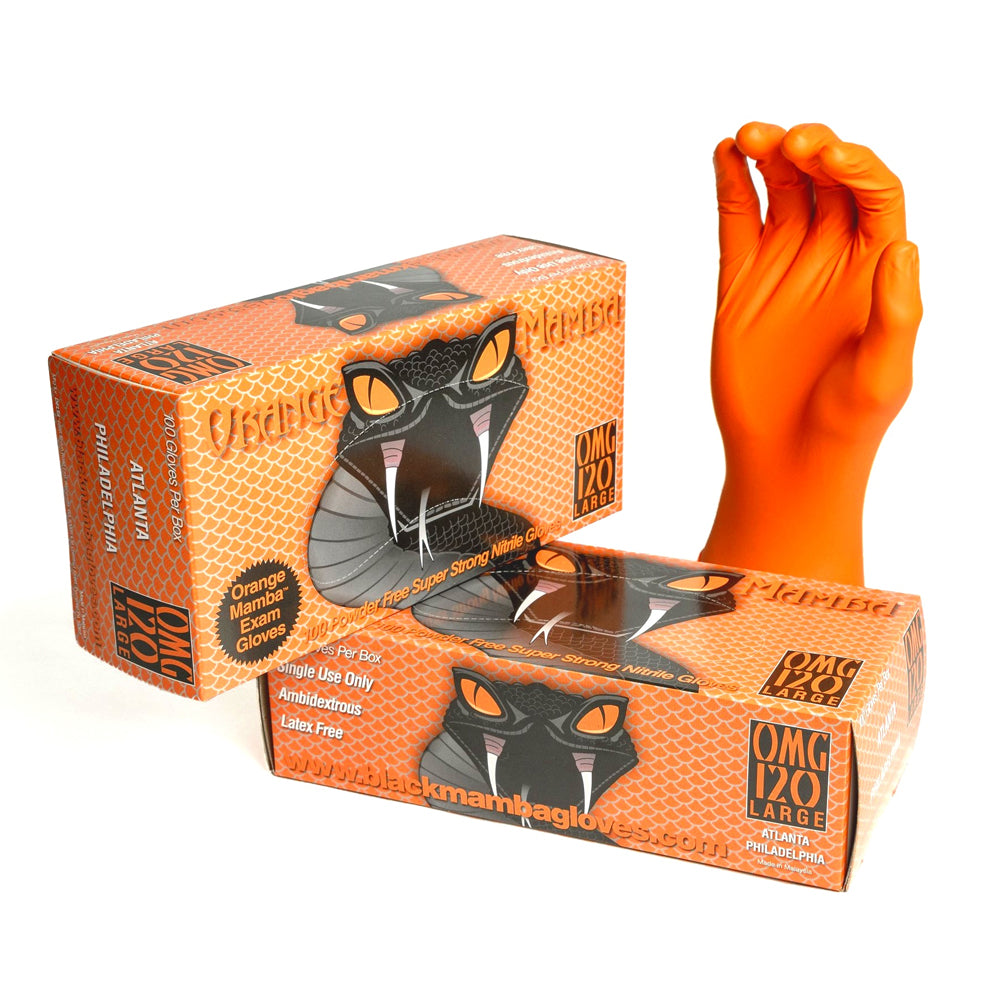 Black Mamba - 6 mil Orange Nitrile Gloves