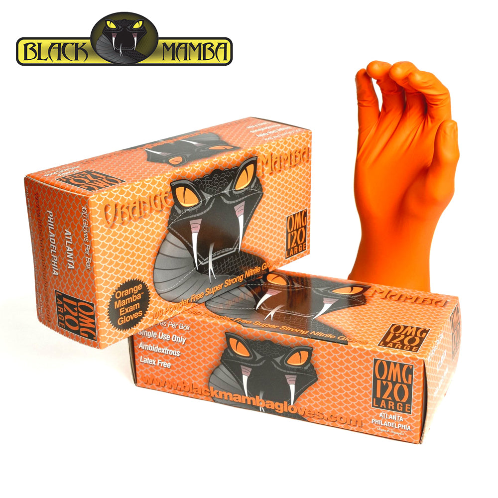 Black Mamba - 6 mil Orange Nitrile Gloves