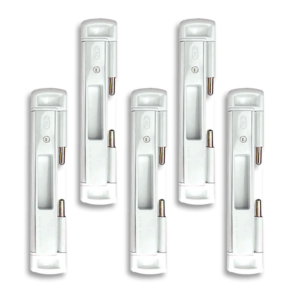 CAL Double Bolt Lock Sliding Glass Door Lock - White (Pack of 5)