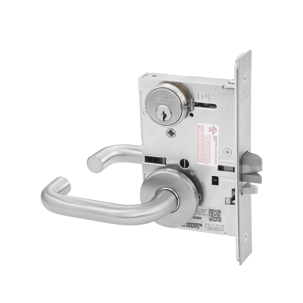 Corbin Russwin - ML2055 Classroom Function Mortise Lever Lockset - Standard Conventional 6-pin Cylinder - L4 Keyway - Satin Chrome-626