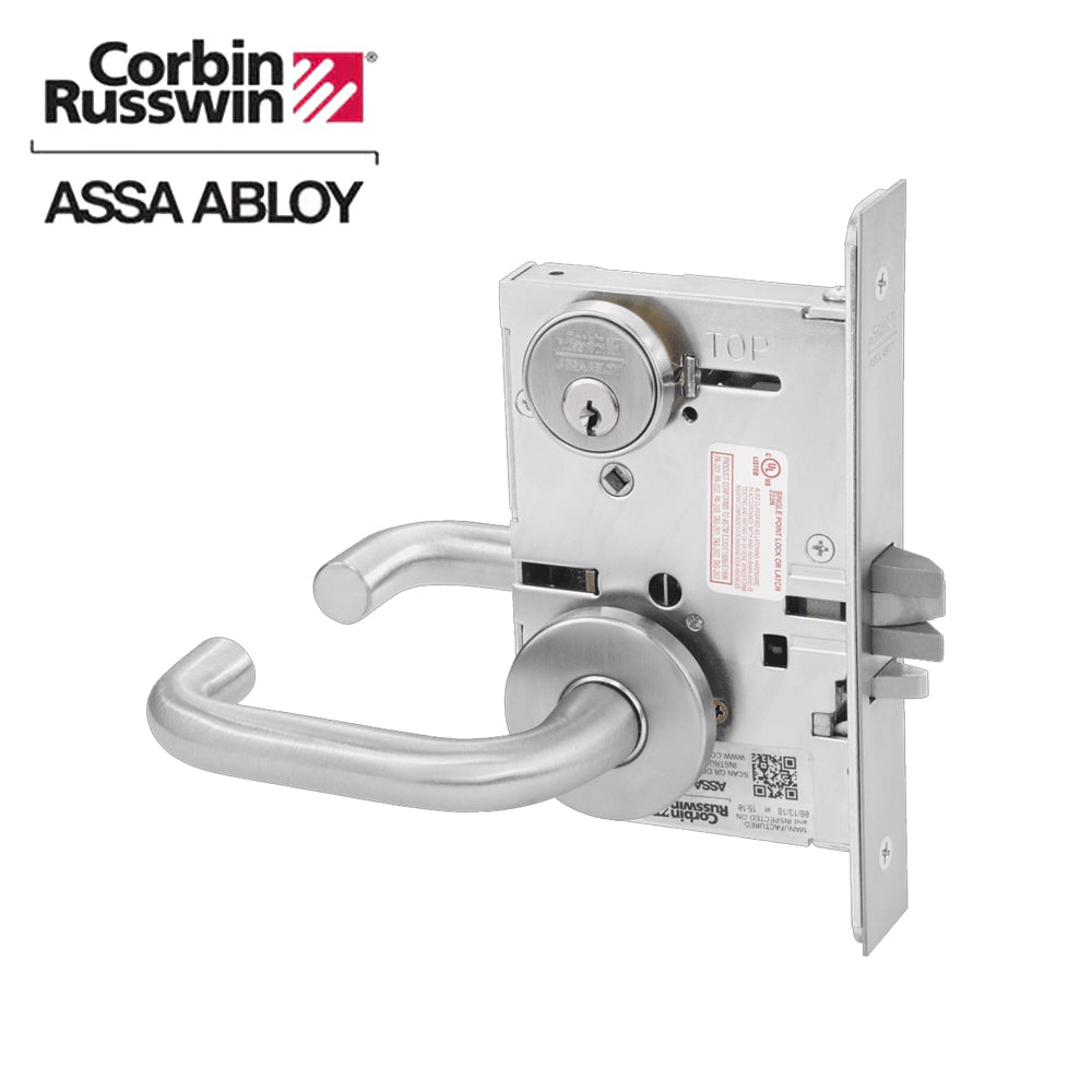 Corbin Russwin - ML2055 Classroom Function Mortise Lever Lockset - Standard Conventional 6-pin Cylinder - L4 Keyway - Satin Chrome-626