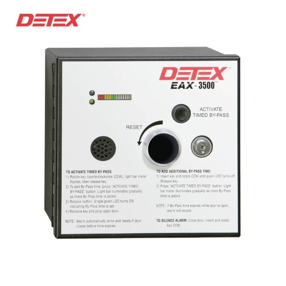 Detex - EAX-3500SK - Surface Mount Only Kit and Hardwired Timed Bypass Surface Exit Alarm with Rechargeable Battery - 24VDC