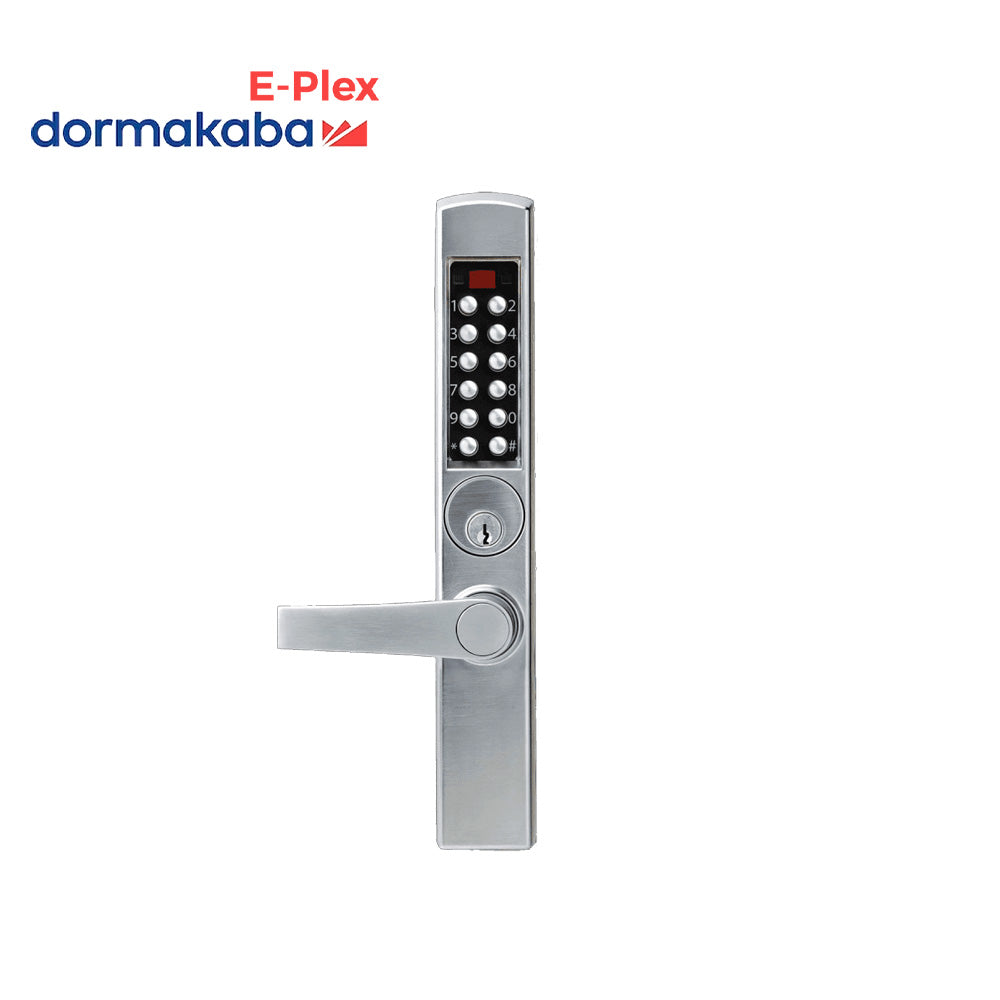 Dormakaba E-Plex - E3065MSNL - Electronic Pushbutton Mortise Dead latch for Adams Rite with Narrow Stile Lever Lock and Schlage C Keyway - Grade 1