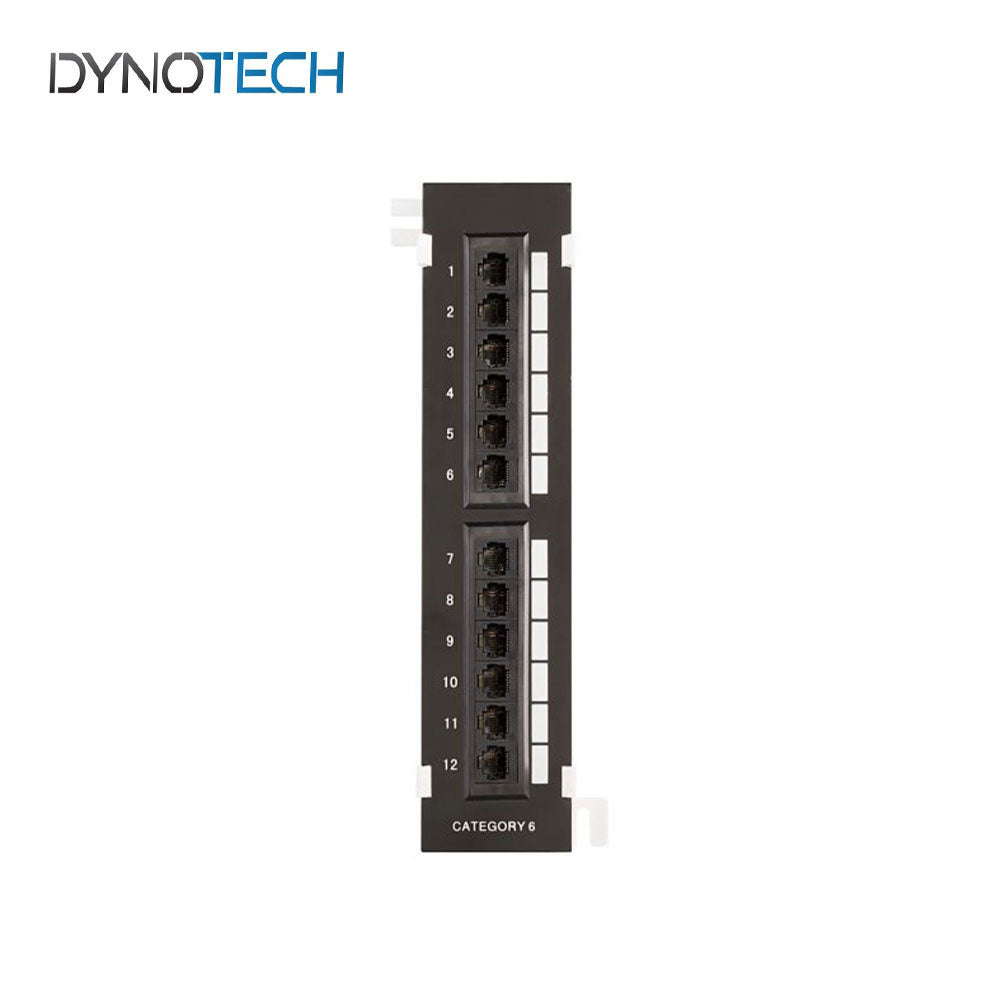 Dynotech - 907093 - 12 Ports Cat5e Patch Panel Black