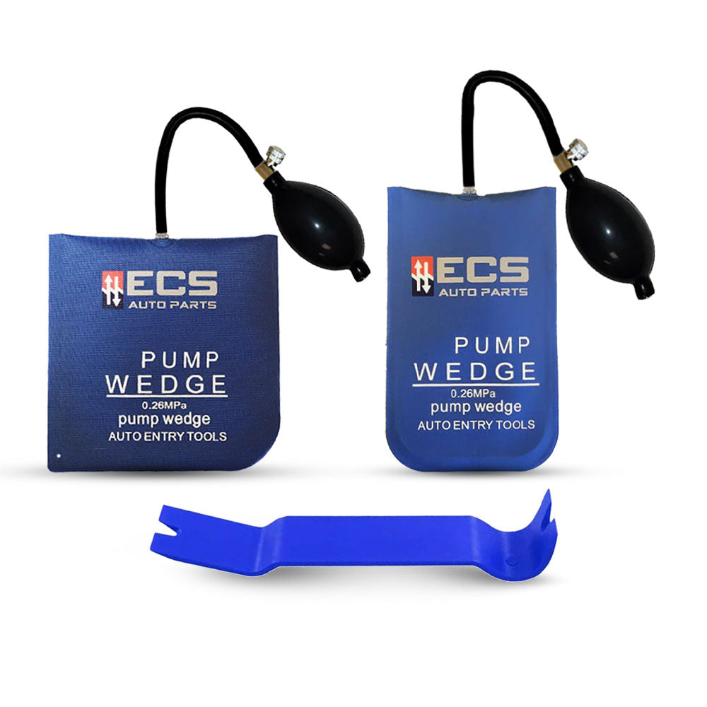 ECS AUTO PARTS Medium and Small Universal Air Pump Wedges with Plastic Crowbar - Car Opening Tools Bundle