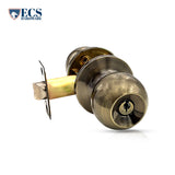 ECS HARDWARE - Durable Combo Lockset w/ Single Knob & Deadbolt - Entrance - Antique Bronze - Grade 3 (KW1)