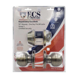 ECS HARDWARE - Durable Combo Lockset w/ Single Knob & Deadbolt - Entrance - Antique Bronze - Grade 3 (SC1)