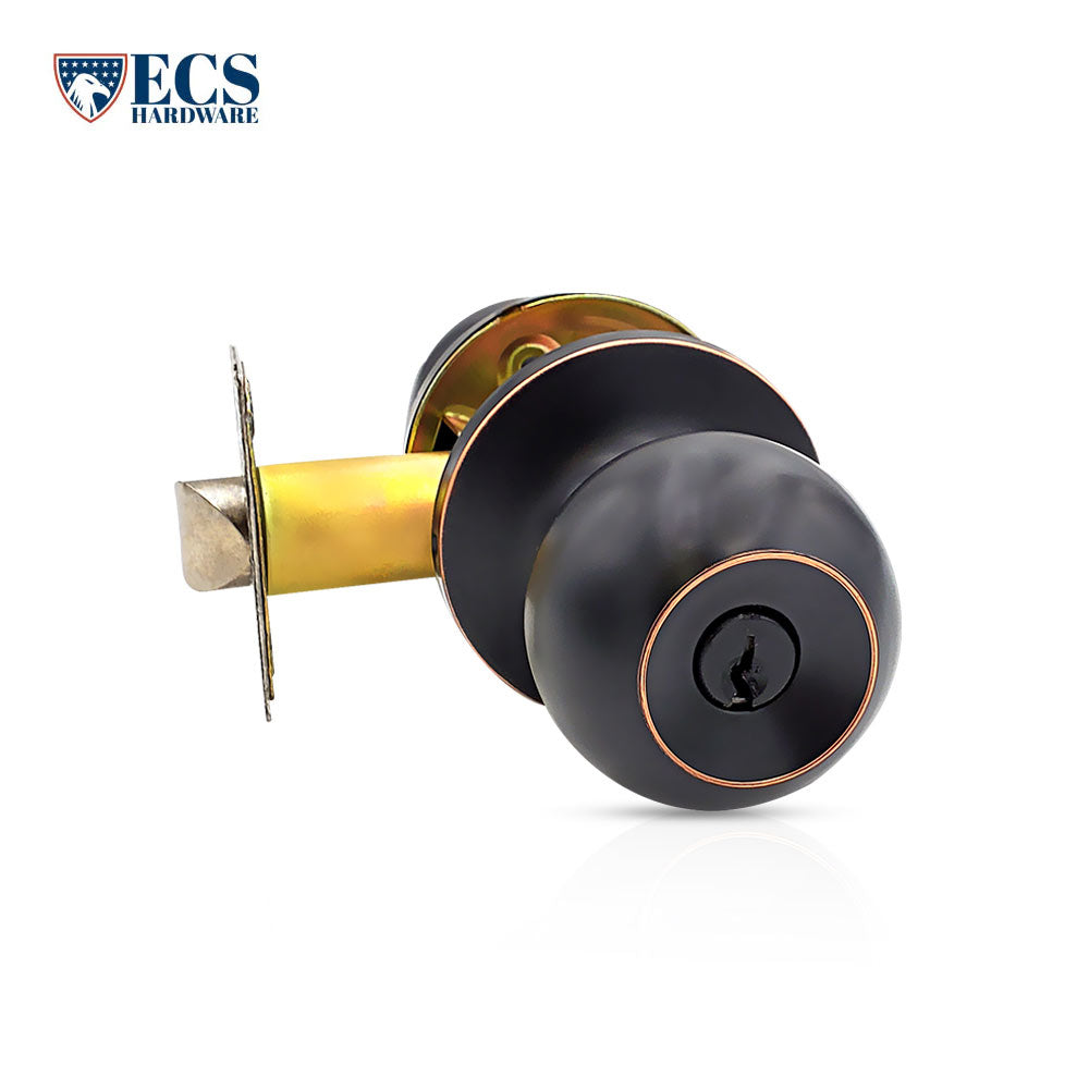 ECS HARDWARE - Durable Combo Lockset w/ Single Knob & Deadbolt - Entrance - Oil Rubbed Bronze - Grade 3 (KW1)