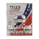 ECS HARDWARE - Durable Combo Lockset w/ Single Knob & Deadbolt - Entrance - Satin Nickle - Grade 3 (SC1)