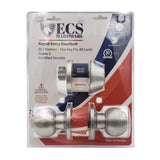 ECS HARDWARE - Durable Combo Lockset w/ Single Knob & Deadbolt - Entrance - Stainless Steel - Grade 3 (SC1)