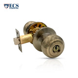 ECS HARDWARE - Durable Combo Lockset w/ Single Knob & Deadbolt - Entrance - Antique Bronze - Grade 3 (KW1)