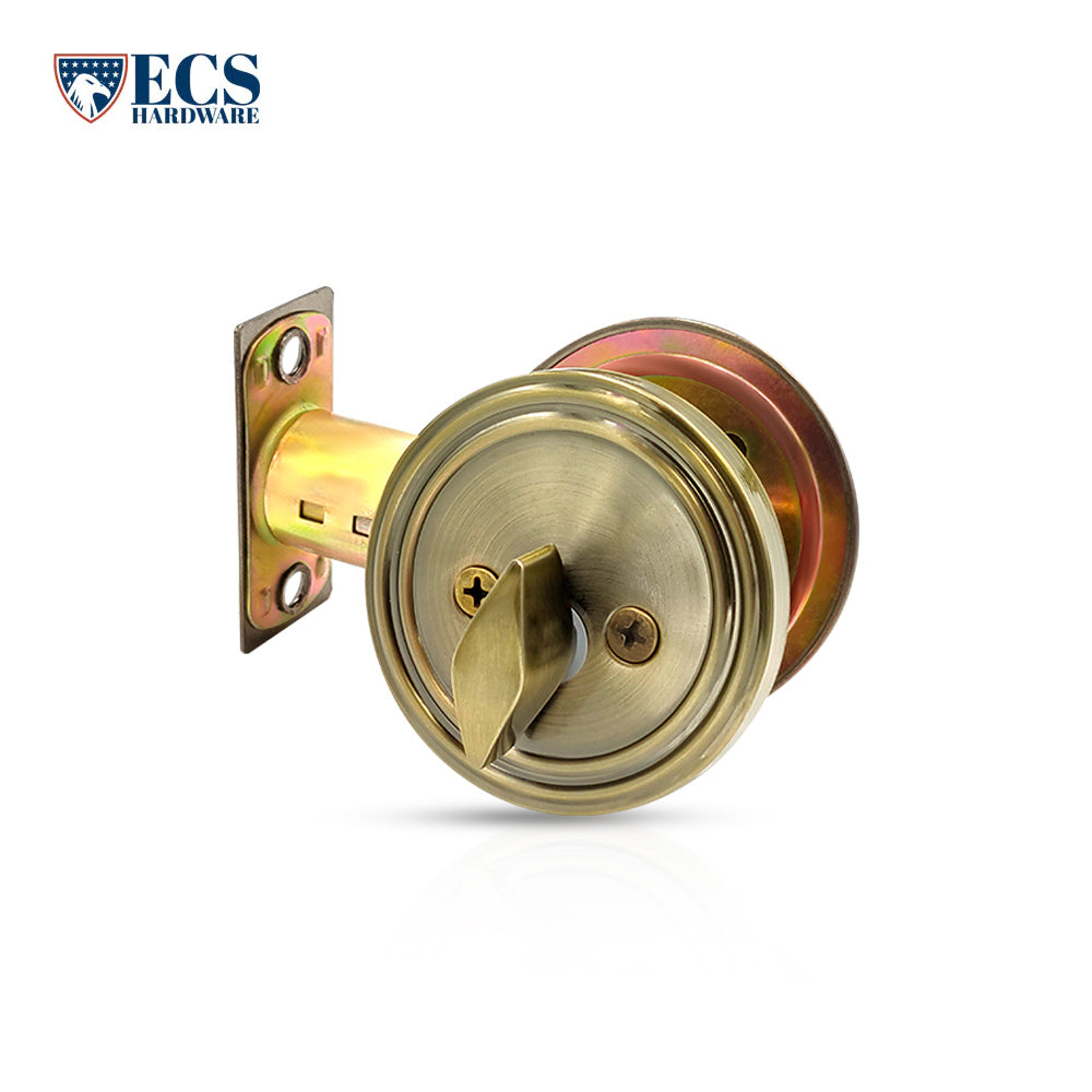 ECS HARDWARE - Durable Combo Lockset w/ Single Knob & Deadbolt - Entrance - Antique Bronze - Grade 3 (KW1)