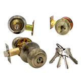 ECS HARDWARE - Durable Combo Lockset w/ Single Knob & Deadbolt - Entrance - Antique Bronze - Grade 3 (SC1)