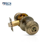 ECS HARDWARE - Durable Combo Lockset w/ Single Knob & Deadbolt - Entrance - Antique Bronze - Grade 3 (SC1)