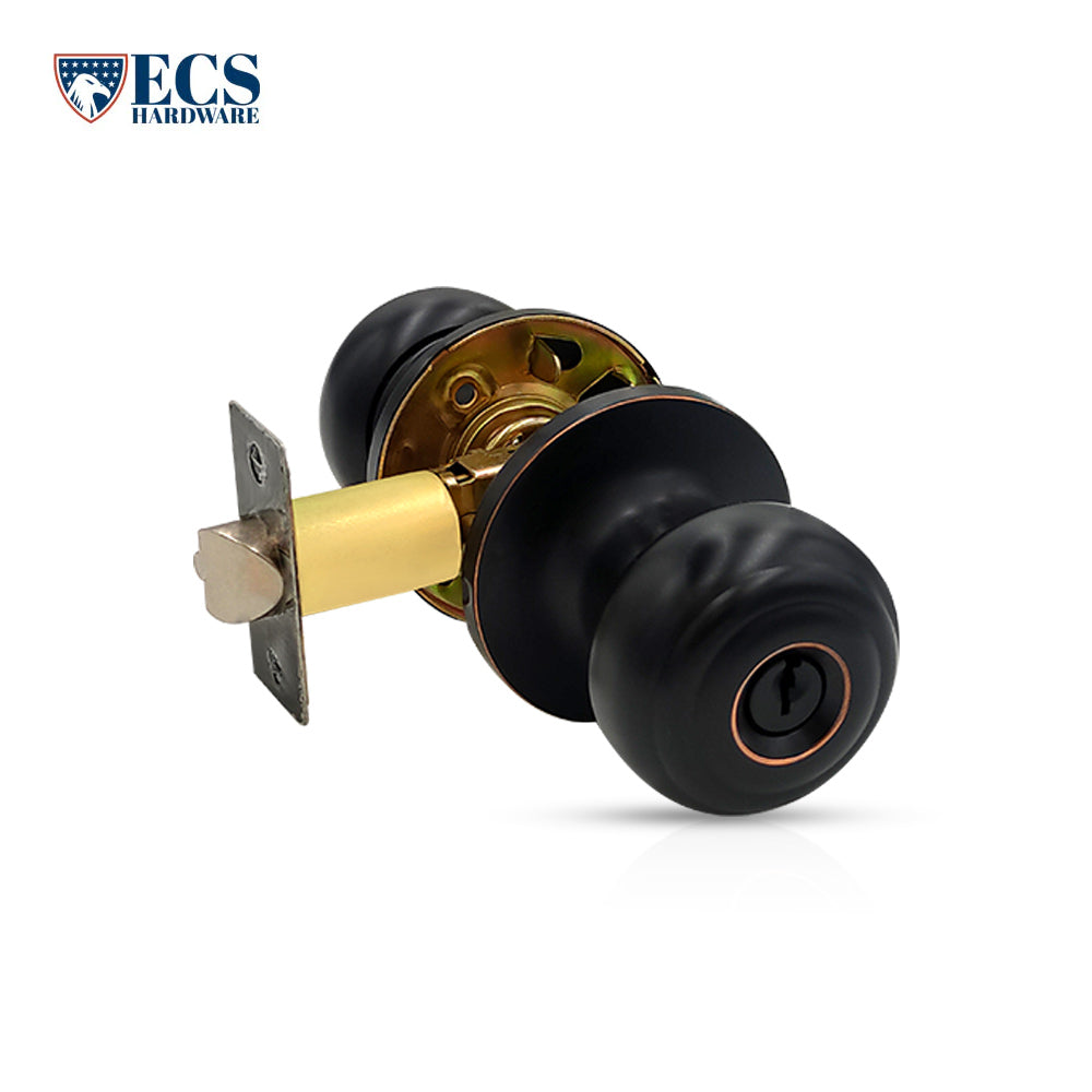 ECS HARDWARE - Durable Combo Lockset w/ Single Knob & Deadbolt - Entrance - Oil Rubbed Bronze - Grade 3 (KW1)