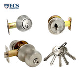 ECS HARDWARE - Durable Combo Lockset w/ Single Knob & Deadbolt - Entrance - Satin Nickle - Grade 3 (KW1)