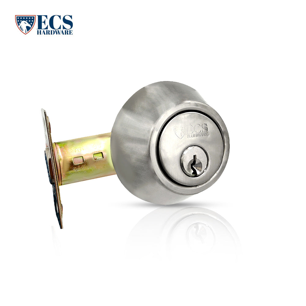 ECS HARDWARE - Durable Combo Lockset w/ Single Knob & Deadbolt - Entrance - Satin Nickle - Grade 3 (KW1)